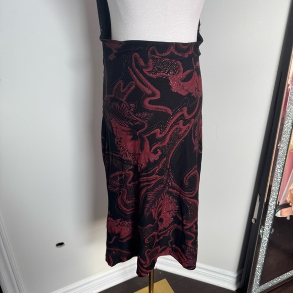 Y2K vtg Le Chateau Elegant Black and Red Halter Dress Glitter Goth Glam M - Picture 5 of 7